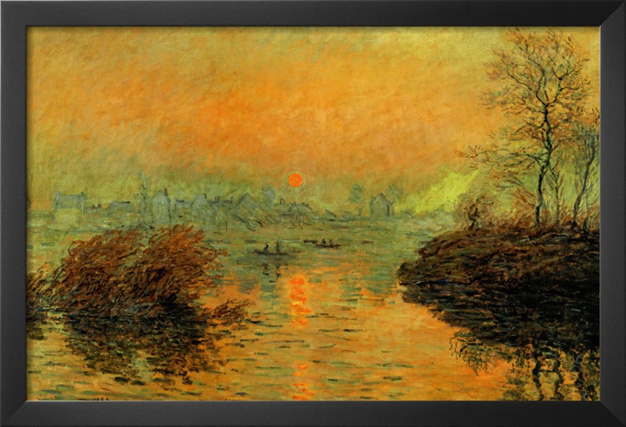Setting Sun On The Seine At Lavacourt, Effect Of Winter, 1880-Claude Monet Painting